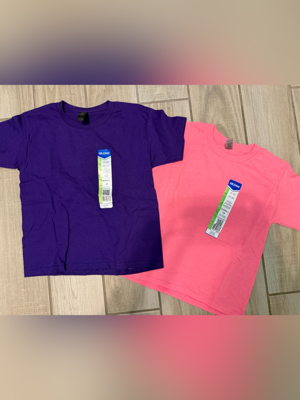 Gildan Kids Short Sleeve Tees in Purple and Hot Pink - Set of 2 xsmall